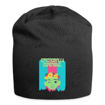Blumenkranz Porträt Neo-Pop - Jersey-Beanie - Schwarz - Vorne