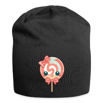 Cœur de nœud caramel sucette - Bonnet en jersey - noir - Devant