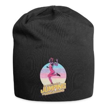Funny 80s Fitness Overthinking T-Shirt - Jumping - Jersey Beanie - black - Front