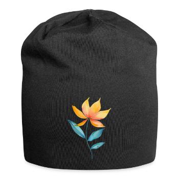 Wildblume Floral Blumen - Jersey-Beanie - Schwarz - Vorne