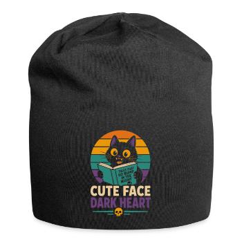 Cute Face Dark Heart Horror Cat - Jersey Beanie - black - Front