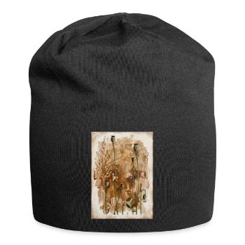 Tiges de coquelicot sur des tons terreux - Bonnet en jersey - noir - Devant