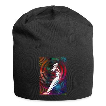Golfeur dans un tourbillon coloré - Bonnet en jersey - noir - Devant