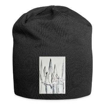 Silhouette de la ville en noir et blanc - Bonnet en jersey - noir - Devant