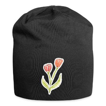 Wasserfarbene Tulpe - Jersey-Beanie - Schwarz - Vorne