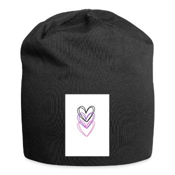 Three intertwined hearts in neon colors - Jersey Beanie - black - Front