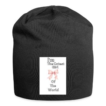 Cutest girl with ribbon - Jersey Beanie - black - Front