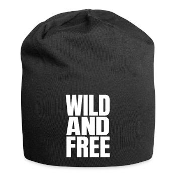 Wild And Free – Modern Statement Typography - Jersey Beanie - black - Front