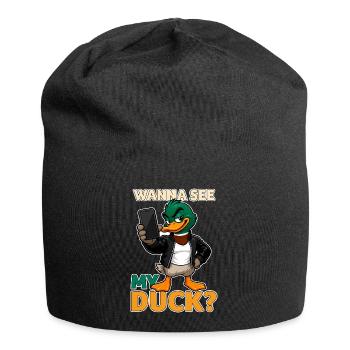 Wanna See My Duck? Funny Mallard Pun - Jersey Beanie - black - Front
