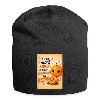 Orange mit Charakter - Jersey-Beanie - Schwarz - Vorne