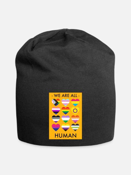 LGBTQIA+ / WE ARE ALL HUMAN - Jersey-Beanie - Schwarz