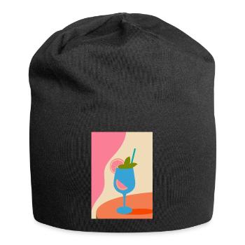 Bunter Cocktail mit Zitrone und Minze –Sommerdrink - Jersey-Beanie - Schwarz - Vorne