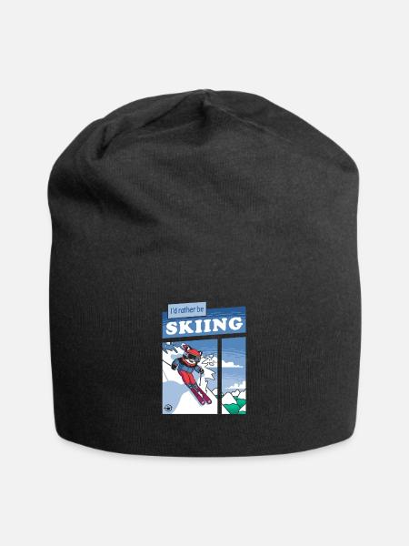 Tuxedo Cat Abfahrtsski-Comic - Jersey-Beanie - Schwarz