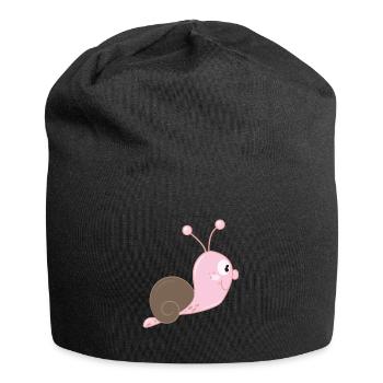 cute pink cartoon comic snail - Jersey Beanie - black - Front