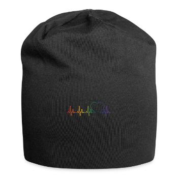 Fierté gaie Égalité des battements de cœur Vêtements d'amour arc-en-ciel - Bonnet en jersey - noir - Devant