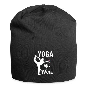 Le yoga et le vin : des vêtements amusants - Bonnet en jersey - noir - Devant