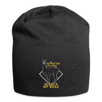 Lustiges Alpaka Abenteuer Reisegeschenk - Jersey-Beanie - Schwarz - Vorne