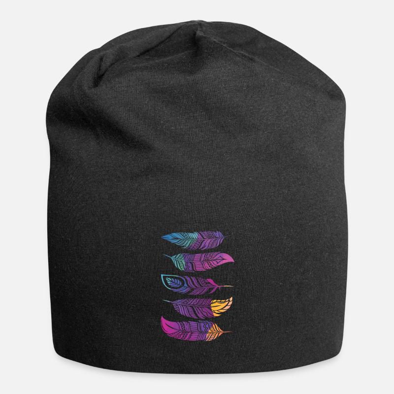 Native American Feather Bunte Indigene - Jersey-Beanie - Schwarz