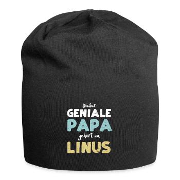 Dieser Geniale Papa Gehört Zu Linus - Jersey-Beanie - Schwarz - Vorne