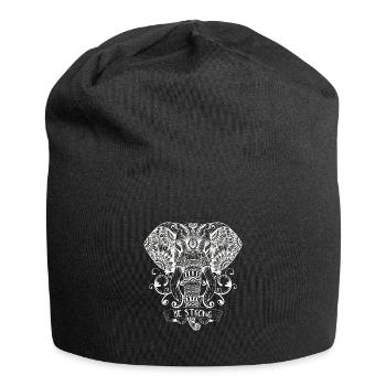 Mandala Elefant - Jersey-Beanie - Schwarz - Vorne