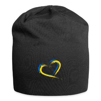 Herz Bürste Flagge der Ukraine Design Farbe Fahne - Jersey-Beanie - Schwarz - Vorne