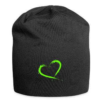 Herz Design Bürste Grün Hellgrün - Jersey-Beanie - Schwarz - Vorne