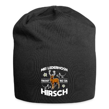 Mei Lederhosn Trogt No Da Hirsch Wiesn - Jersey-Beanie - Schwarz - Vorne