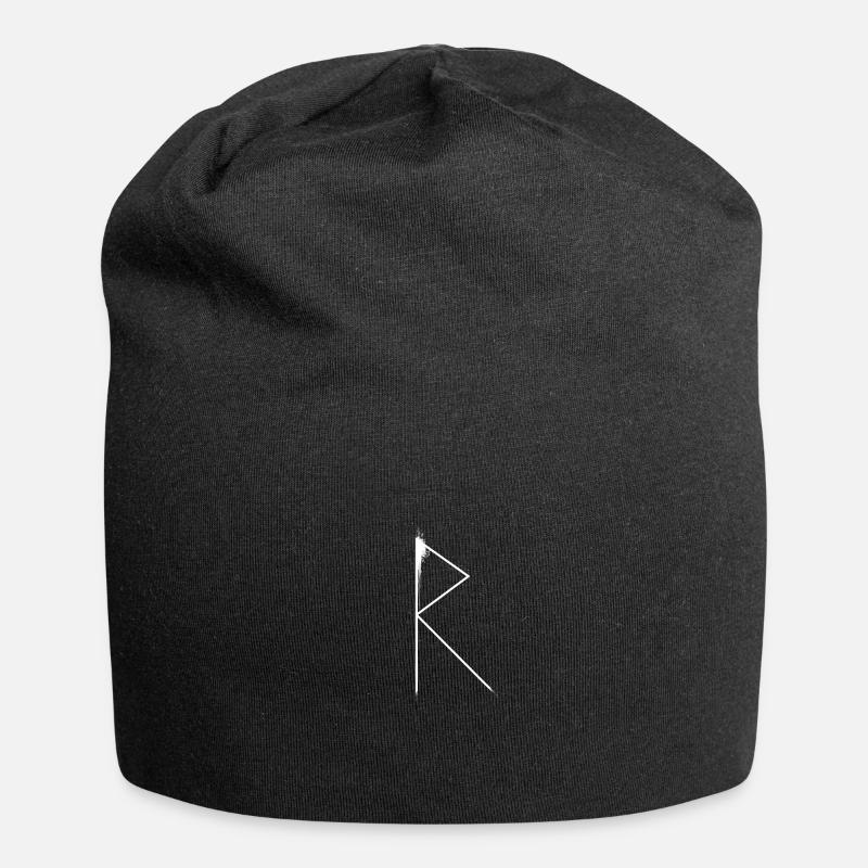 Raidho | Rune | Futhark | blanc - Bonnet en jersey - noir