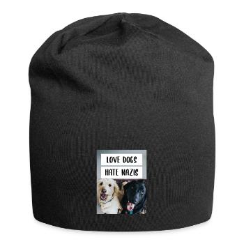 Anti Nazi Love Dogs Hate Nazis - Jersey-Beanie - Schwarz - Vorne
