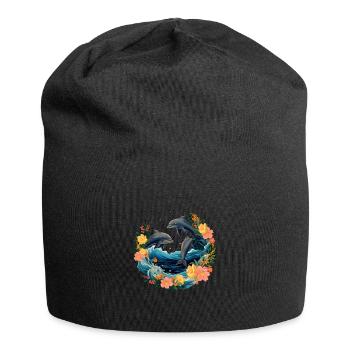 Three Dolphins under Water - Jersey Beanie - black - Front