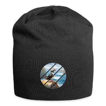 Macareux sur une falaise - Bonnet en jersey - noir - Devant