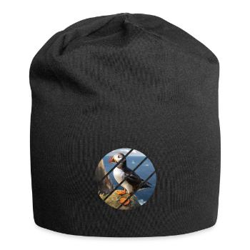 Macareux sur une falaise - Bonnet en jersey - noir - Devant
