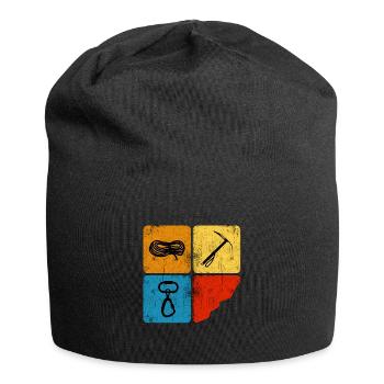 Alpinist Bergsteiger Kletterseil Fels Eisklettern - Jersey-Beanie - Schwarz - Vorne