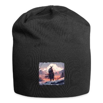 Samurai in snowy landscape - Jersey Beanie - black - Front