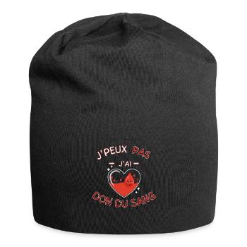 J'peux pas j'ai Don du Sang - Bonnet en jersey - noir - Devant