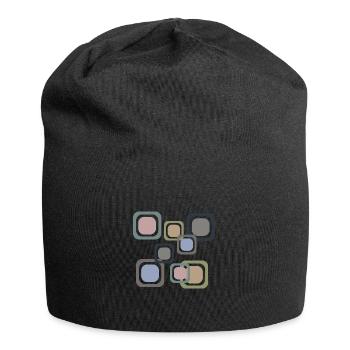 Retro Quadrat - Jersey-Beanie - Schwarz - Vorne
