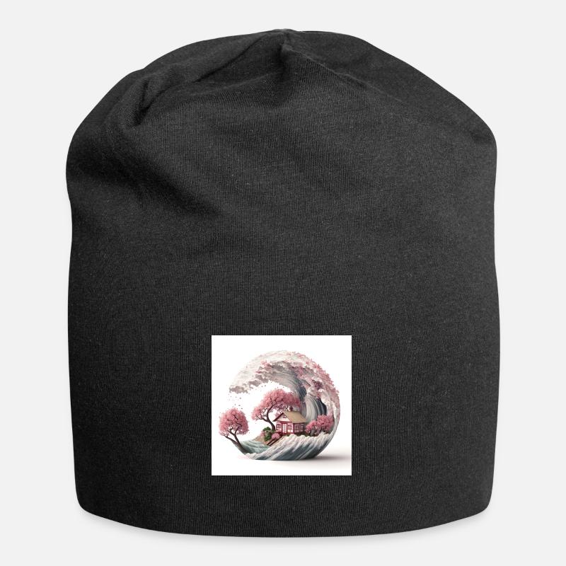 Vague de Sakura V3 - Bonnet en jersey - noir