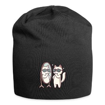 Chat confiant avec des lunettes de soleil - Bonnet en jersey - noir - Devant