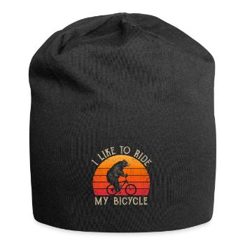 Funny bike shirt retro vintage bear - Jersey Beanie - black - Front