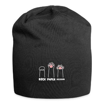 Süsse Schere Stein Papier Katzentatzen Lustig - Jersey-Beanie - Schwarz - Vorne