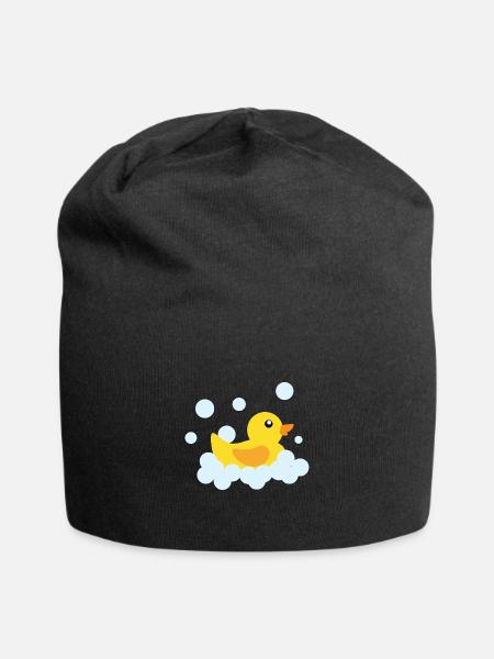 Badeente Gelbe Ente Quietscheente Gummiente Baden - Jersey-Beanie - Schwarz