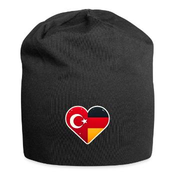 TürkischDeutsche Herzflagge Einheit - Jersey-Beanie - Schwarz - Vorne