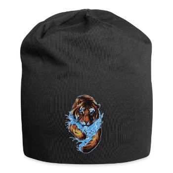 Tigre joue eau cadeau animal amour sauvage chat - Bonnet en jersey - noir - Devant