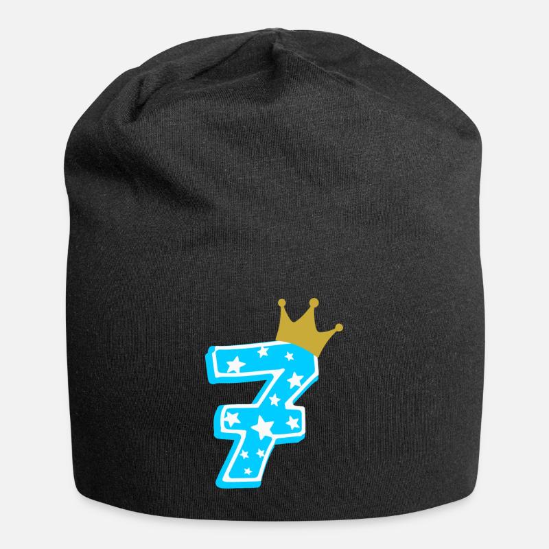 7 Krone 7. Geburtstag 7 Jahre - Jersey-Beanie - Schwarz