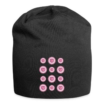 Sternchen mit vielen rosa Herzen für jede Party. - Jersey-Beanie - Schwarz - Vorne
