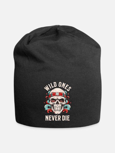 Totenkopf Totenschädel Skelett Motorrad Biker Gang - Jersey-Beanie - Schwarz