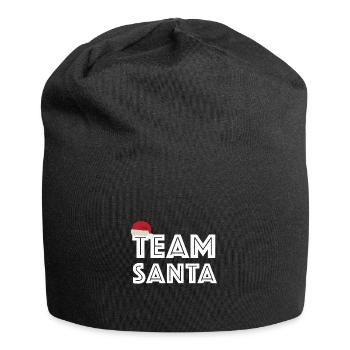 Team Santa | Weihnachten, Weihnachtsgeschenk - Jersey-Beanie - Schwarz - Vorne