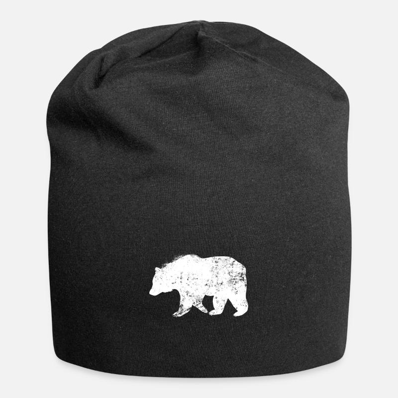 Bär - Jersey-Beanie - Schwarz