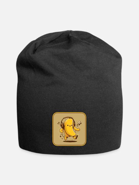 Banane mit Kopfhörer - Jersey-Beanie - Schwarz