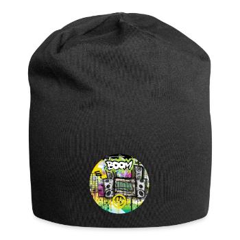 Boom Box with Smiley - Graffiti - Jersey Beanie - black - Front